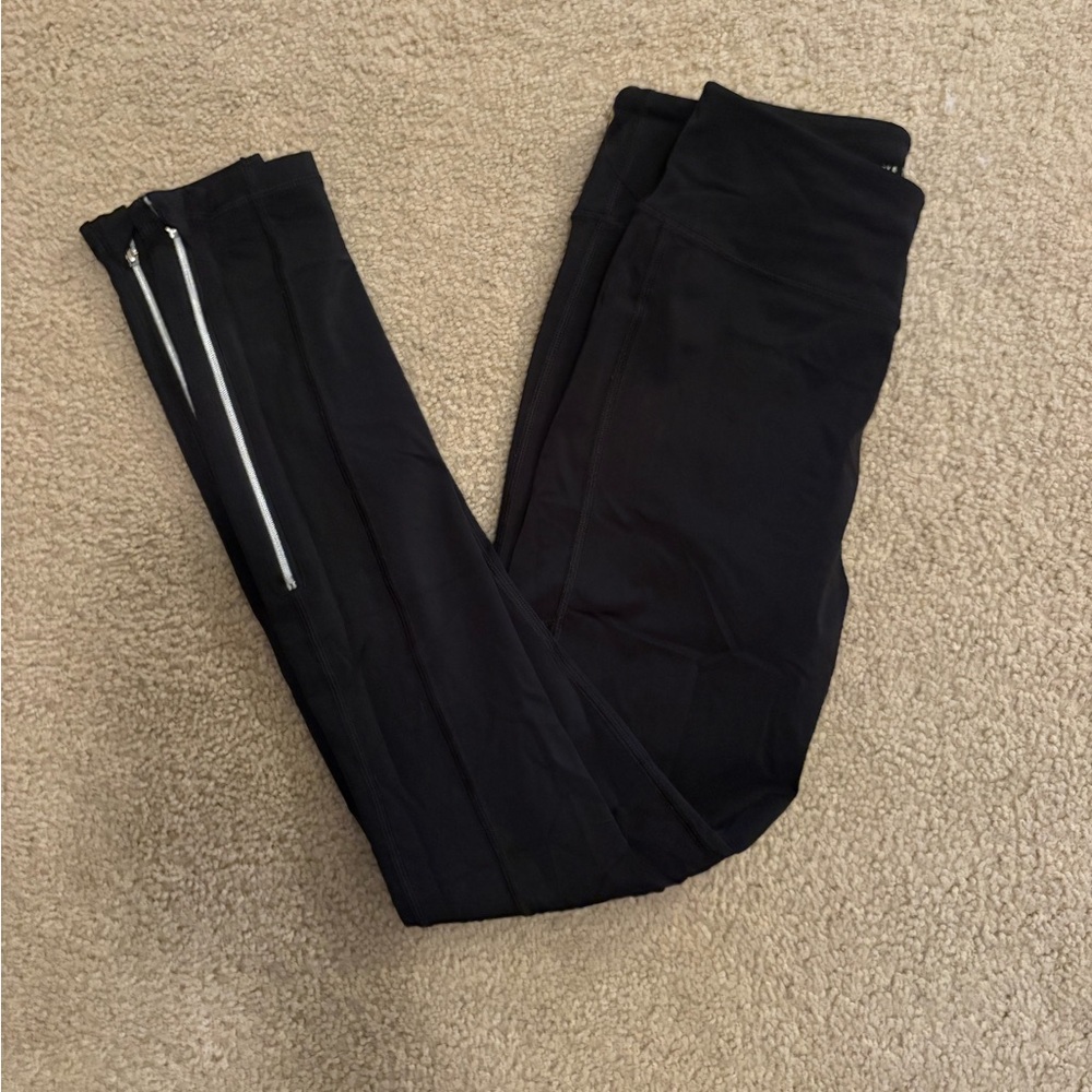 Victoria's Secret Black Leggings with Silver Zipper
